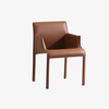 Italian Modern Brown Saddle Leather Upholstered Dining Armchair