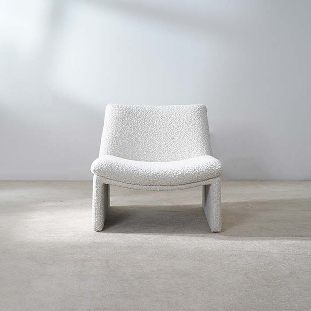 Italian Upholstered Square Soft Chair Accent Chair in White 