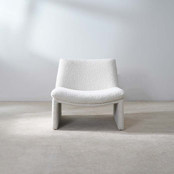 Italian Upholstered Square Soft Chair Accent Chair in White 