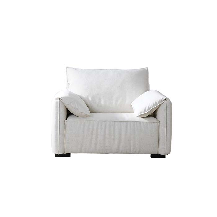 Luxury Modern White Single Sofa Upholstered Accent Armchair
