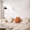 Marshmallow Design Modern White Sherpa Fabric Three-seater Sofa Set 