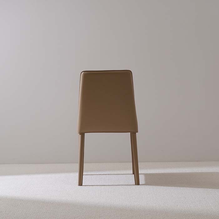 Modern Saddle Leather Upholstered Dining Kitchen Chair with Metal Legs