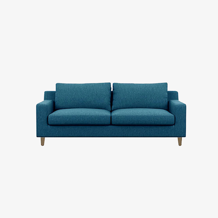 Living Room Furniture Blue Fabric Sofa Armchair Wood Legs Sofa