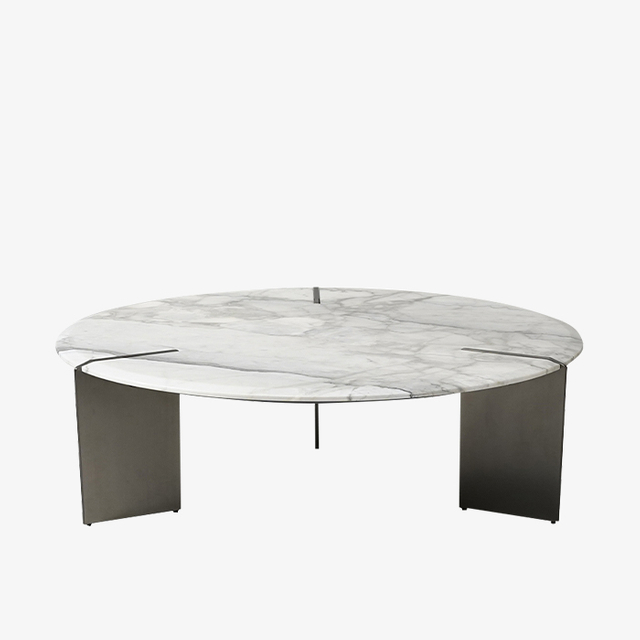 White Round Marble Coffee Table Modern Indoor Outdoor Furniture Sets