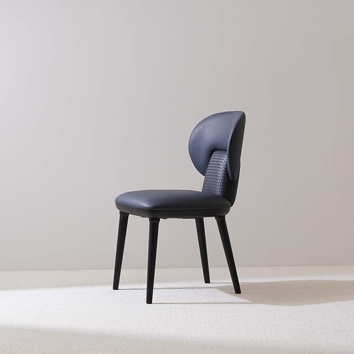 Modern Darkblue Leather Upholstered U-shaped Back Armless Dining Chairs