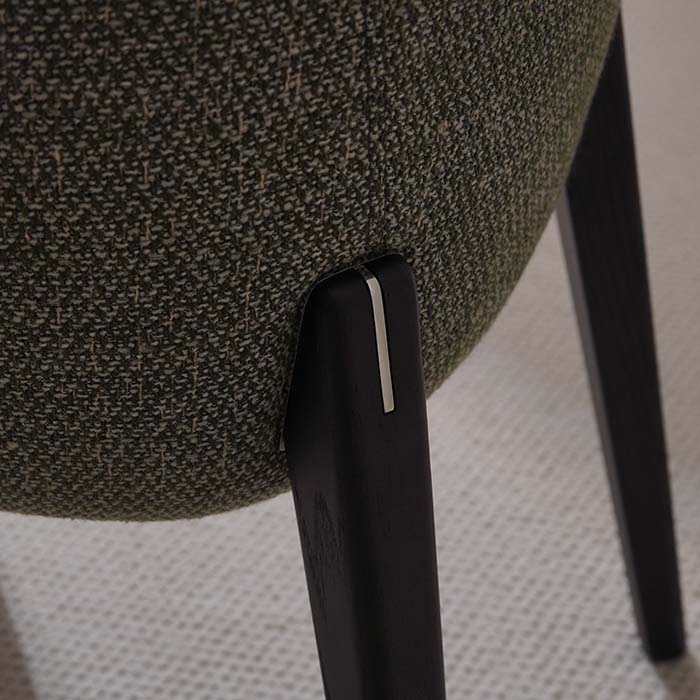Modern Green Upholstered Linen Cushioned Dining Chair with Armrest