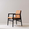 Modern Light Brown Leather Upholstered Dining Armchair