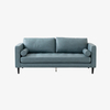 Blue Modern Leather 2 Seat Sofa with Pillows for Living Room