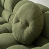 Modern Style Green Lazy Sofa Sherpa Fabric Three Seater Marshmallow Sofa with Pillows for Living Room