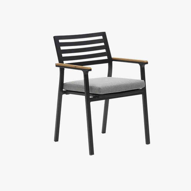 Outdoor Metal Dining Chair with Armrest And Cushions Armchair