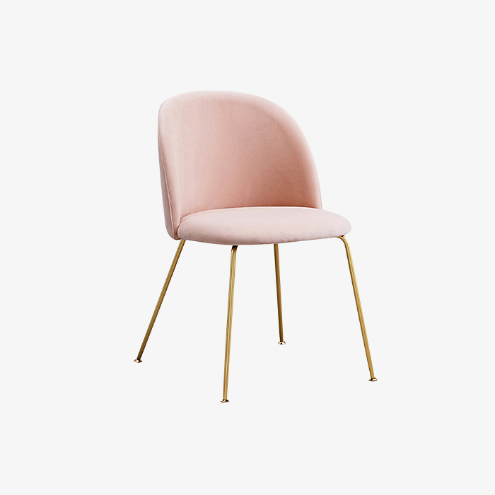 KD Living Room Pink Upholstered Velvet Dining Chair