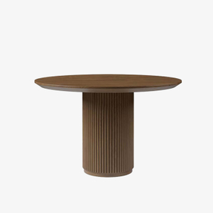 Modern Walnut Wood Round Dining Table Brown for Dining Room&Kitchen