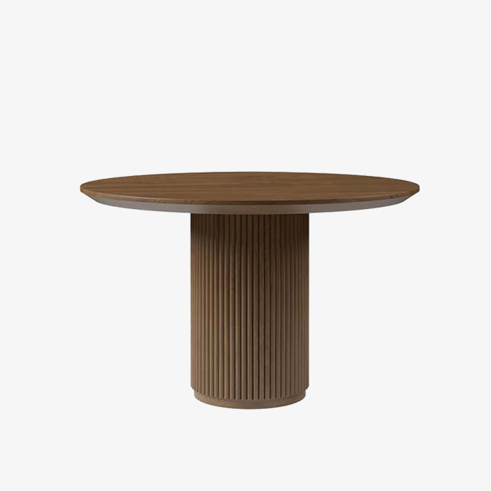 Modern Walnut Wood Round Dining Table Brown for Dining Room&Kitchen