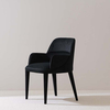 Modern Minimalist Black Velvet Upholstered Backrest Dining Armchair