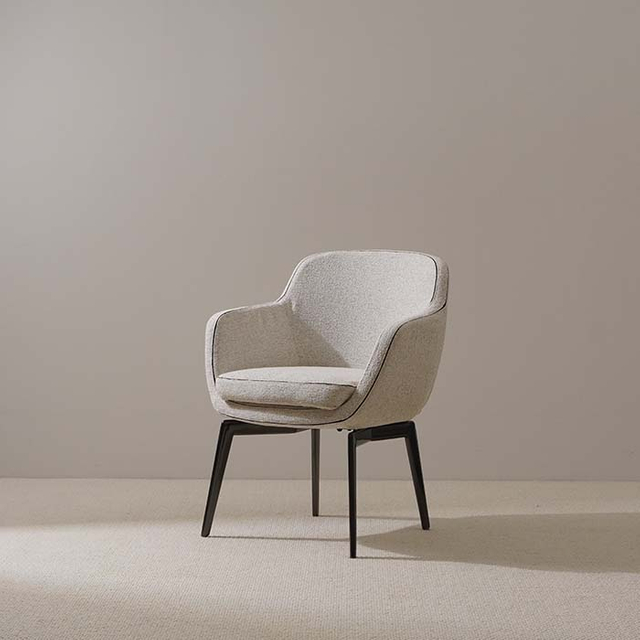 Modern White Upholstered Dining Armchair for Dining Room