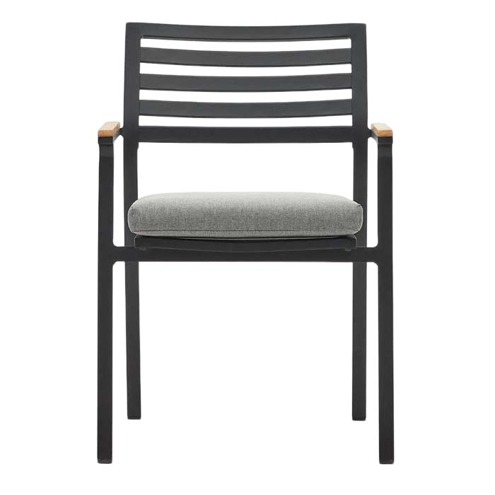 Outdoor Metal Dining Chair with Armrest And Cushions Armchair