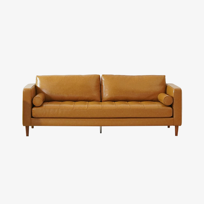 Italian Design Leather Brown 3 Seater Leather Sofa For House Lobby Executive Reception