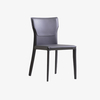 Minimalist Blue Saddle Leather Upholstered Armless Dining Chair with Metal Legs