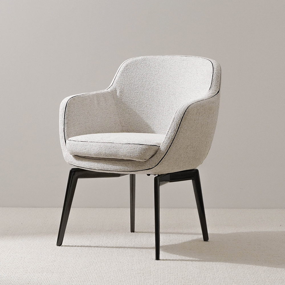 Modern White Upholstered Dining Armchair for Dining Room