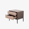 Modern Walnut Veneer MDF Drawer Nightstand with Powder-coated Metal Legs