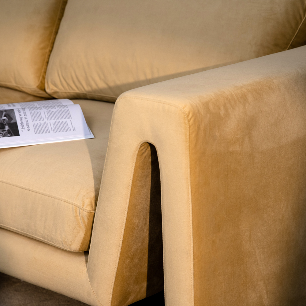 Italian Contemporary Design Three Seater Velvet Upholstered Sofa for Living Room
