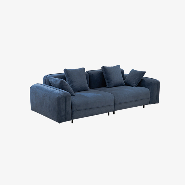 Minimalist Blue Small Two Seater Velvet Sofa And Loveseat 