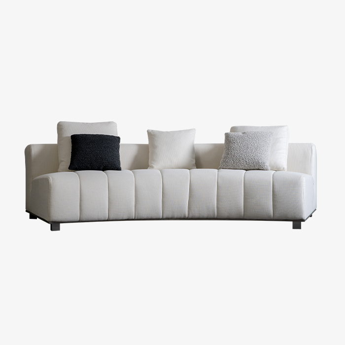 Modern White Piano Keys Design Three-seater Upholstered Sofa Couch