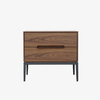 Modern Walnut Veneer MDF Drawer Nightstand with Powder-coated Metal Legs