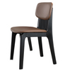 Brown Leather Dining Chair With Black Metal Leg