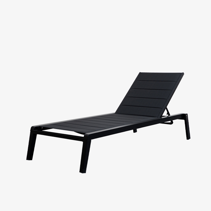 Aluminum Black Outdoor Sun Lounger with Adjustable Back