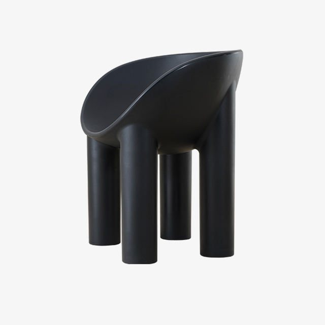 Modern Roly Poly Armchair in Black with Elephant Leg