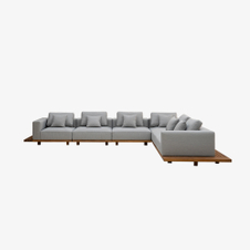 Modern Outdoor Teak Modular Sectional Sofa Set