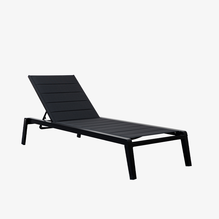 Aluminum Black Outdoor Sun Lounger with Adjustable Back