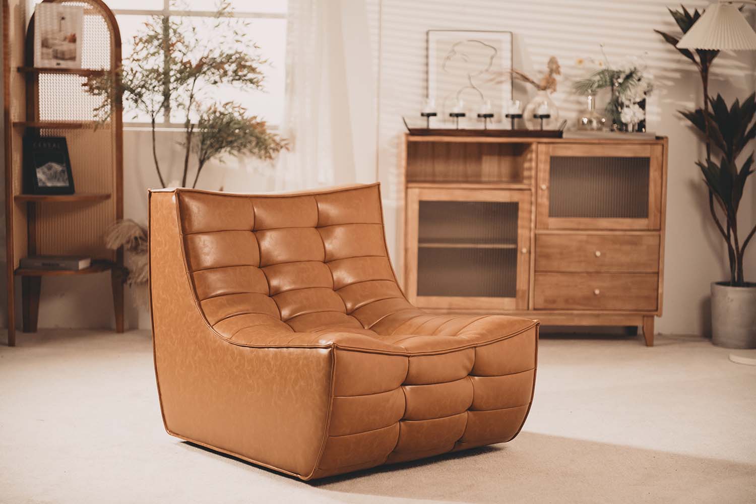 leather single sofa