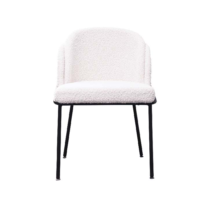 Boucle Dining Chair Hotel Banquet Upholstered Chair White Fabric Dining Room Cream Teddy Velvet Fabric Dining Chair