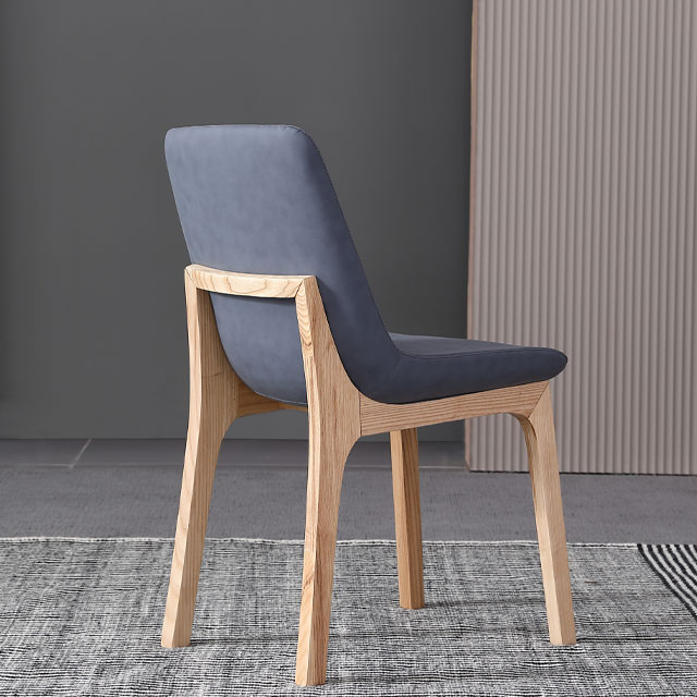 Modern Blue Velvet Dining Chair with Wood Legs