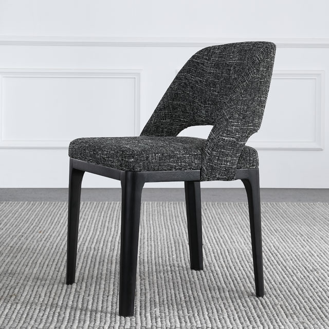 Modern Restaurant Fabric Black Steel Metal Dining Chair