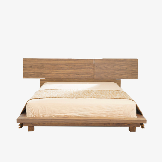 Modern Walnut Platform Queen Bed