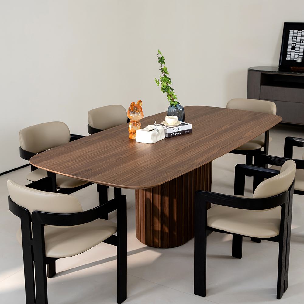 Modern Walnut Wood Rectangle Dining Table for Dining Room&Kitchen