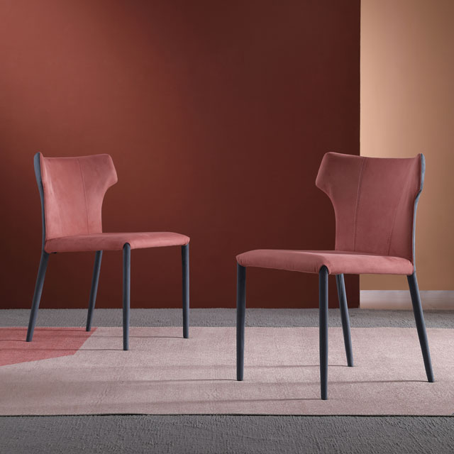 Pink Color Metal Frame Dining Chair