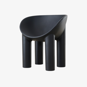 Modern Roly Poly Armchair in Black with Elephant Leg