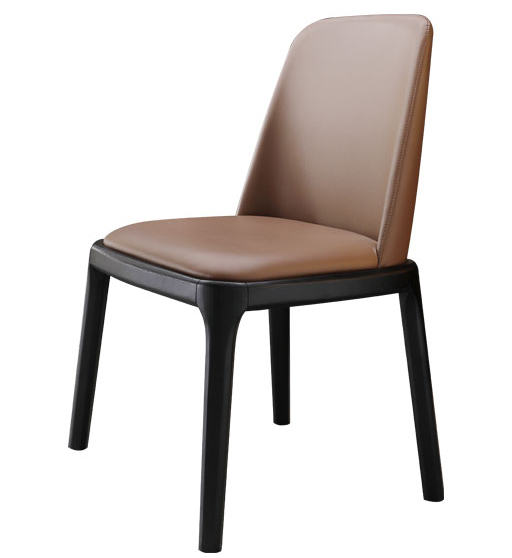 Modern Nordic Minimalist Wooden Cover Leather Dining Chair Hotel Chairs