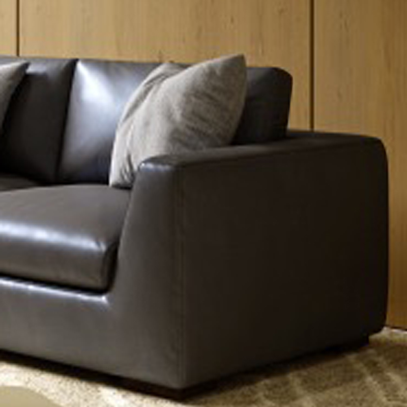 Upholstered 3 Seater Black Leather Sofa