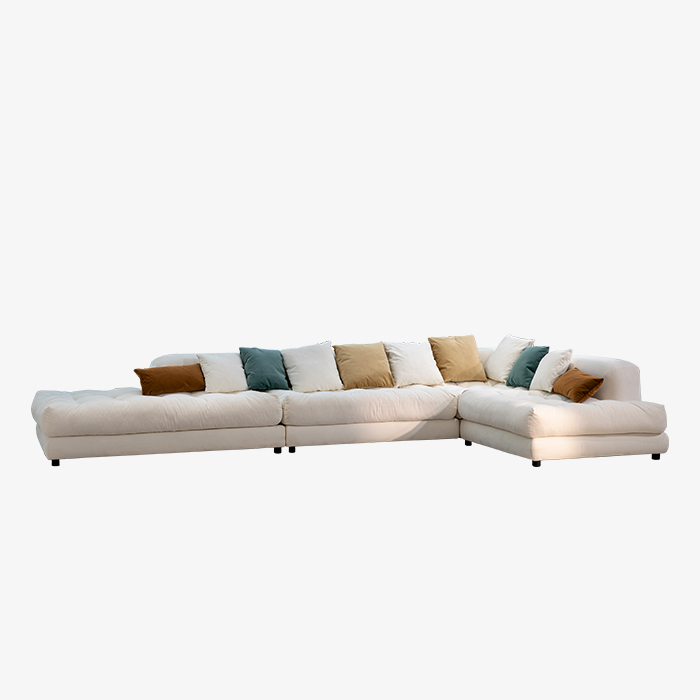 Minimalist L-shaped Upholstered Cloud Sofa for Living Room