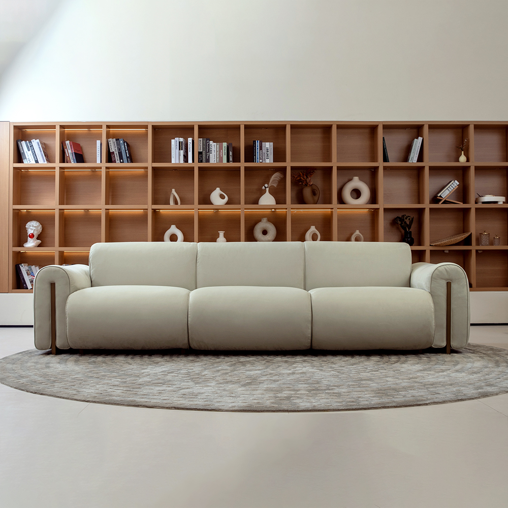 Modern Contemporary Three-Seater Sofa with Removable Armrests