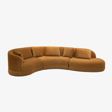 Modern Contemporary Chenille Fabric Curved Sectional Sofa Couch Three Seater for Living Room