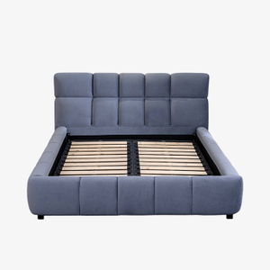 Velvet Block Twin Size Bed Upholstered Platform Bed