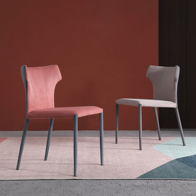 Pink Color Metal Frame Dining Chair