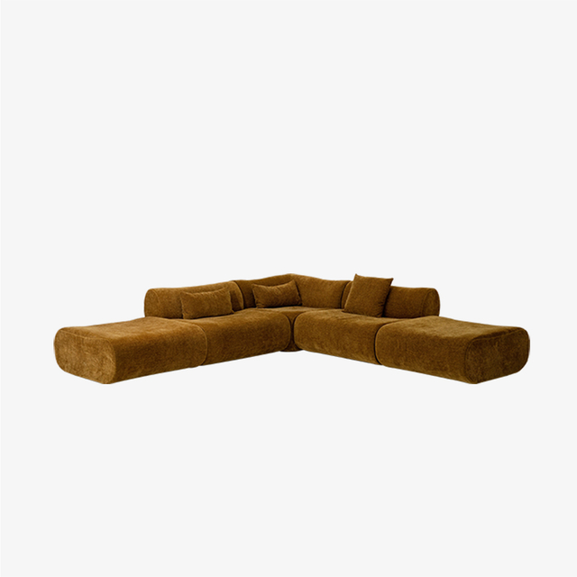 Modern Velvet Modular Sectional Sofa Low Back Upholstered L-Shaped Sofa