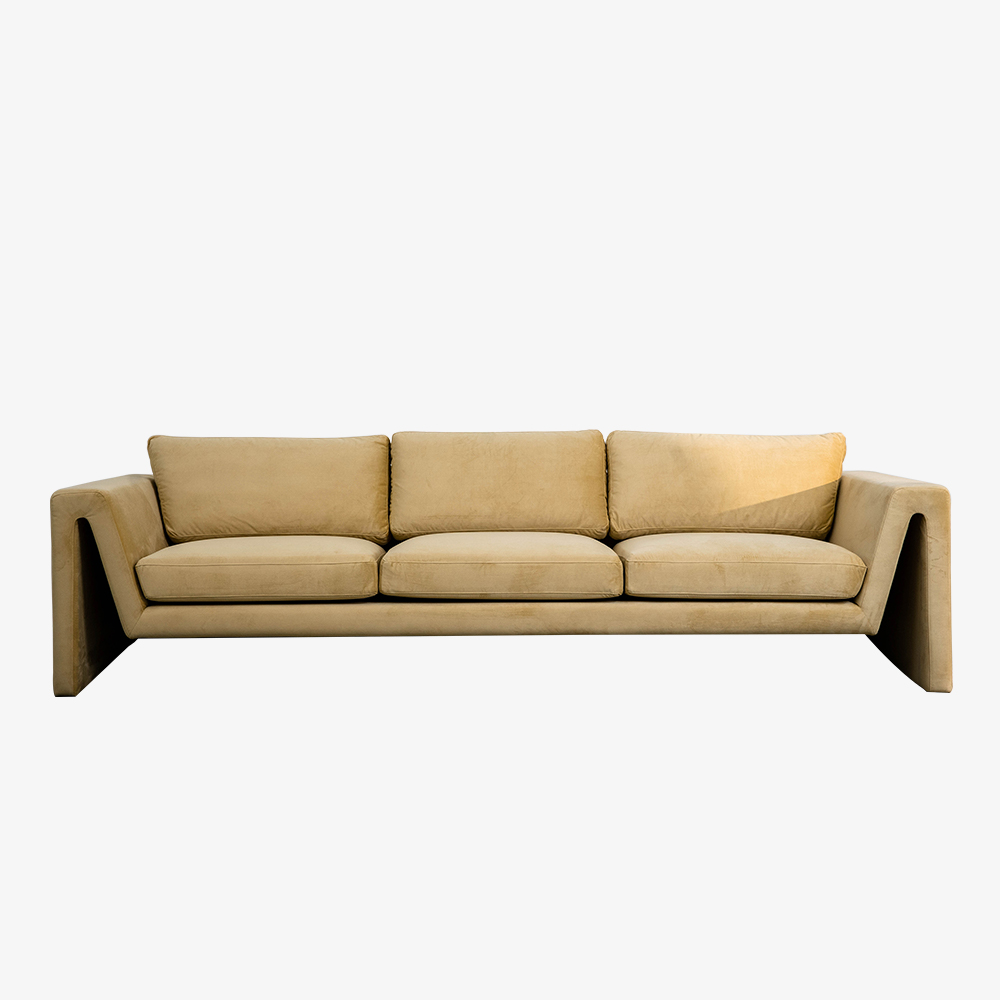 Italian Contemporary Design Three Seater Velvet Upholstered Sofa for Living Room